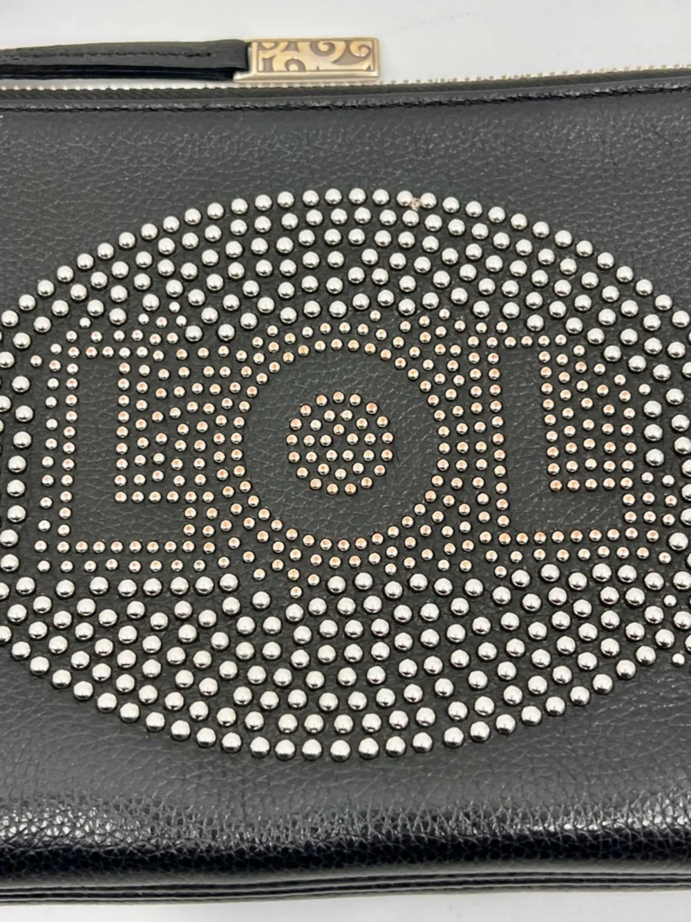Brighton LOL Studded Black leather Crossbody‎ Bag